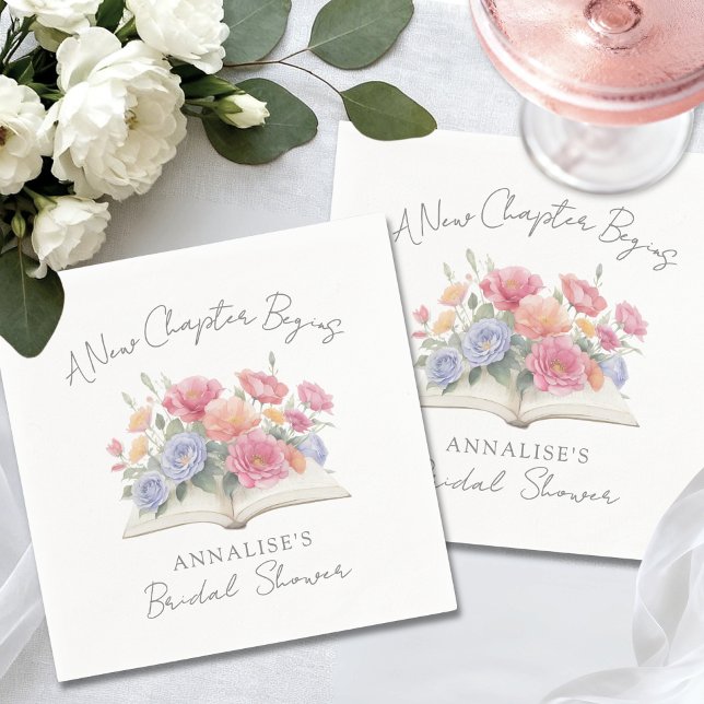 Servilleta De Papel Lluvia de flores acuarela para la novia (Book Watercolor Floral Bridal Shower Napkins)