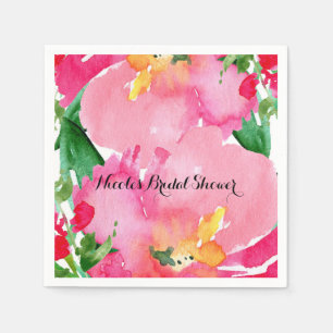 Servilleta De Papel Lluvia de flores acuarela rosa floral verano despe