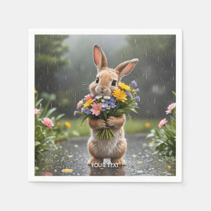Servilleta De Papel Lluvia de flores de conejito dulce