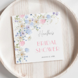 Servilleta De Papel Lluvia de Flores Silvestres Rosadas y Purpúreas pa