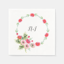 Servilleta De Papel Lluvia de Novia con Acuarela Floral de Corona Vint