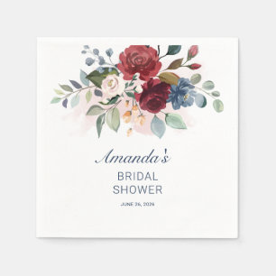 Servilleta De Papel Lluvia de Novia Floral Verde Burgundy Rústica