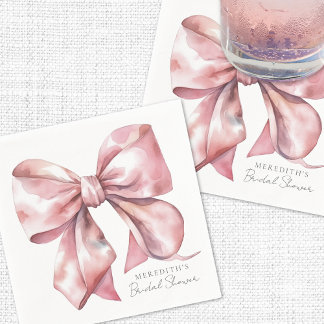Servilleta De Papel Lluvia de Regalos Nupciales con Lazo Rosa Sonrojad