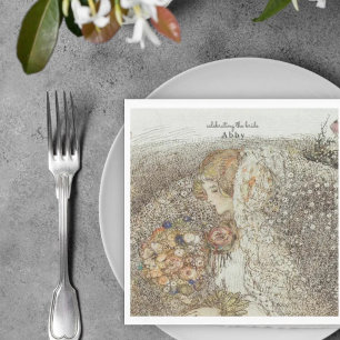 Servilleta De Papel Lluvia de Regalos Nupciales Floral Art Nouveau Vin