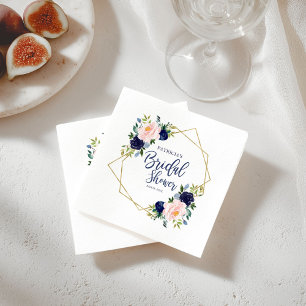 Servilleta De Papel Lluvia de Regalos Nupciales Geométrica Floral Azul