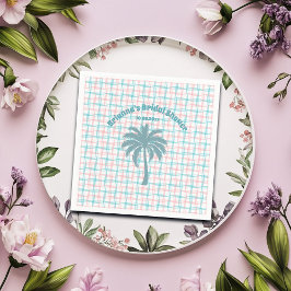 Servilleta De Papel Lluvia de Regalos Nupciales Palma Azul Rosa Cuadro