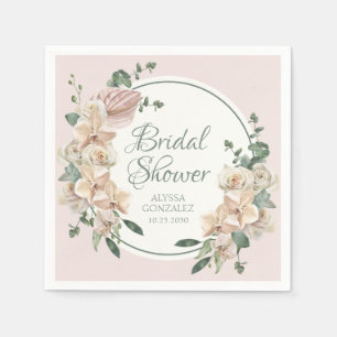Servilleta De Papel Lluvia Nupcial de Acuarela Floral Tropical