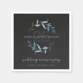 SERVILLETA DE PAPEL LLUVIA ROSA NEGRA CUALQUIER AÑO 25 ANIVERSARIO