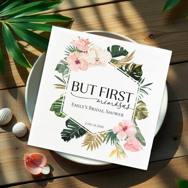 Servilleta De Papel Lluvia Tropical Floral Pero Primero Mimosas Desayu (Subido por el creador)