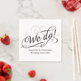 Servilleta De Papel Lo hacemos, Boda blanco Swirl Favor personalizado 