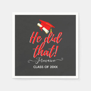 Servilleta De Papel Lo Hizo  Graduación Graduada Graciosa Roja