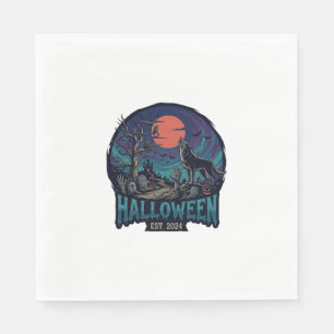 Servilleta De Papel Lobo Aullador de Halloween Mano de Zombie de Luna
