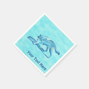 Servilleta De Papel Lobo Azul En Nieve