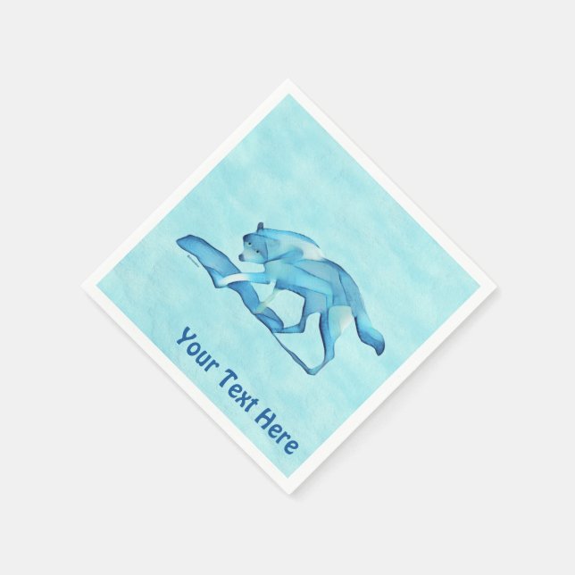 Servilleta De Papel Lobo Azul En Nieve (Borde)