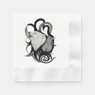 Servilleta De Papel Lobo blanco con arte tribal de Raven