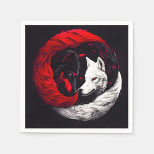 Servilleta De Papel Lobo blanco rojo de la luna
