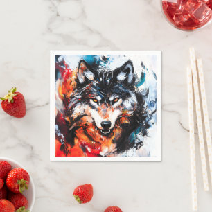 Servilleta De Papel Lobo del espíritu salvaje abstracto