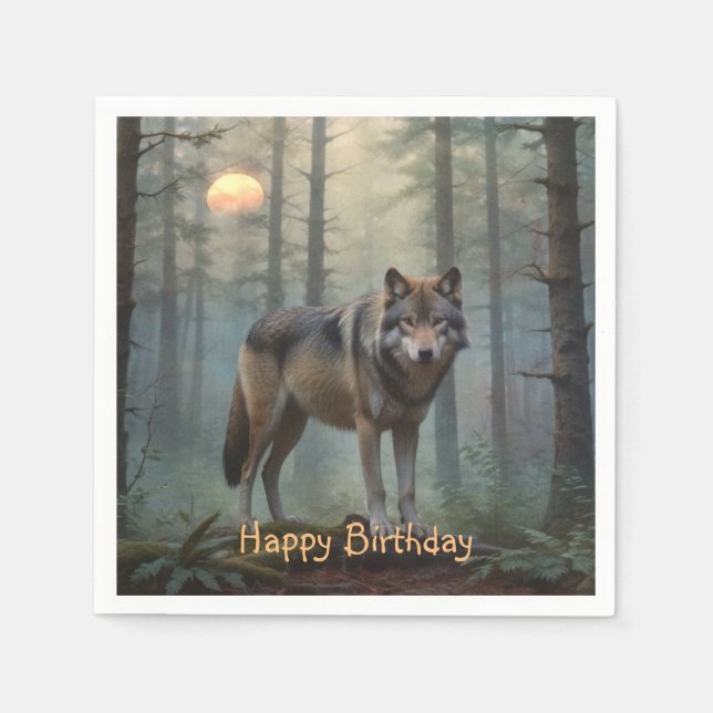 Servilleta De Papel Lobo en el bosque (Anverso)