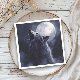 Servilleta De Papel Lobo Hombre Lobo de Halloween Aullando Luna