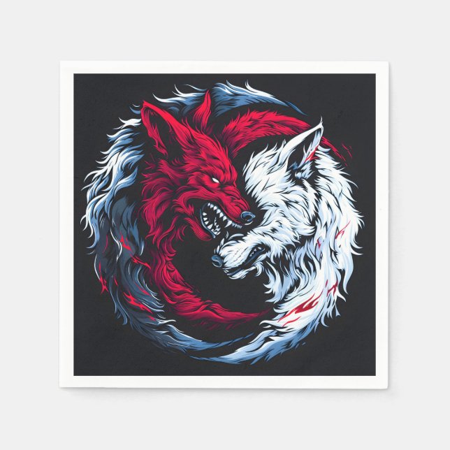 Servilleta De Papel Lobo lunar dual (Anverso)
