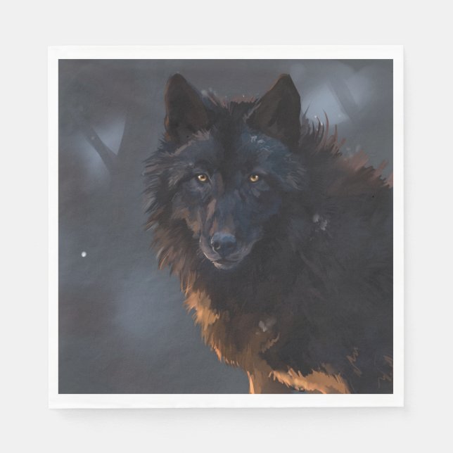 Servilleta De Papel Lobo negro (Anverso)