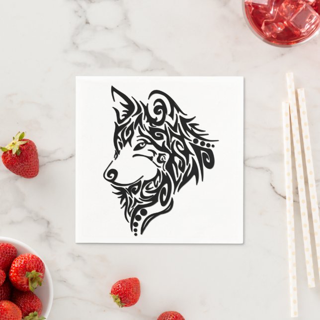 Servilleta De Papel Lobo tribal (In situ)