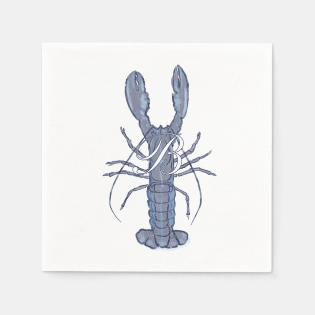 Servilleta De Papel Lobster azul personalizado (Anverso)