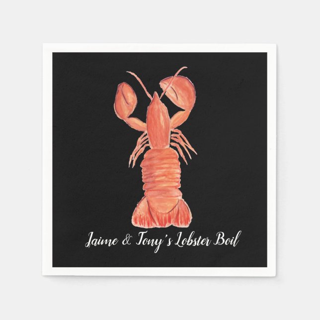 Servilleta De Papel Lobster de mariscos de acuarela manual (Anverso)
