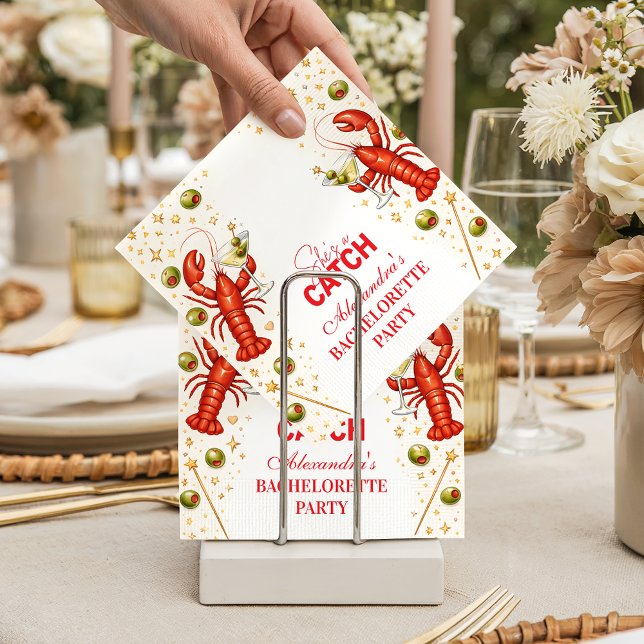 Servilleta De Papel Lobster Love Coastal Bachelorette Party (Subido por el creador)