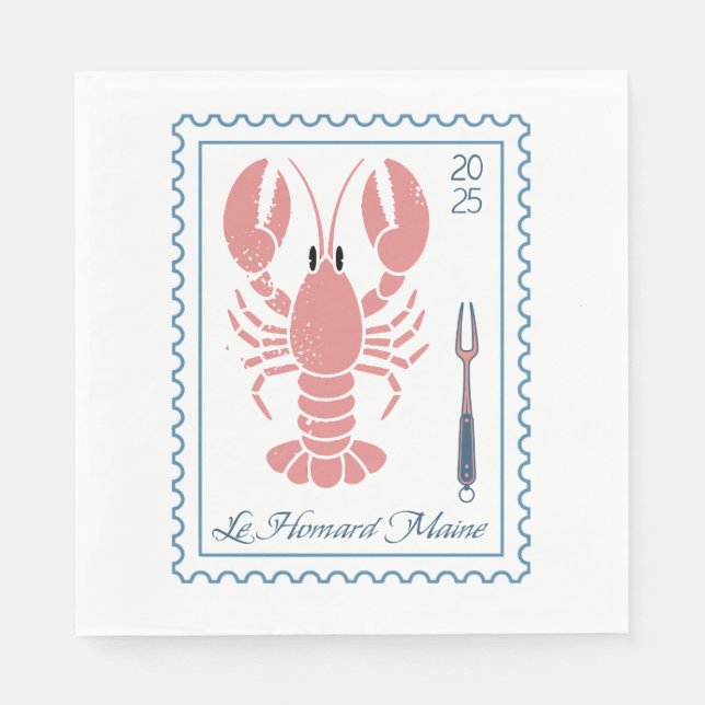 Servilleta De Papel Lobster Maine New England Nautical Ocean Seafood (Anverso)