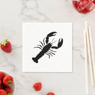 Servilleta De Papel Lobster negro y blanco gráfico moderno lindo diver