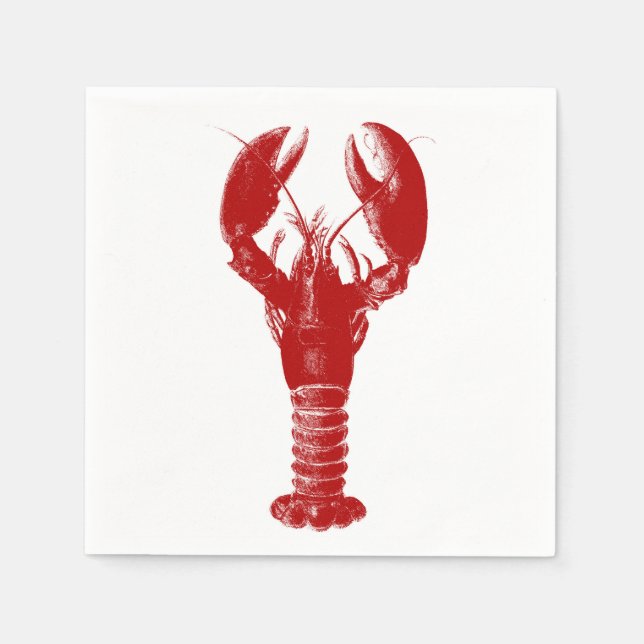 Servilleta De Papel Lobster rojo profundo sobre blanco (Anverso)