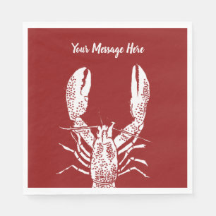 Servilleta De Papel Lobster rojo y blanco personalizado