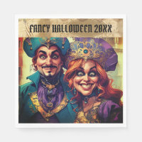 Loca pareja de caricatura vestida de púrpura