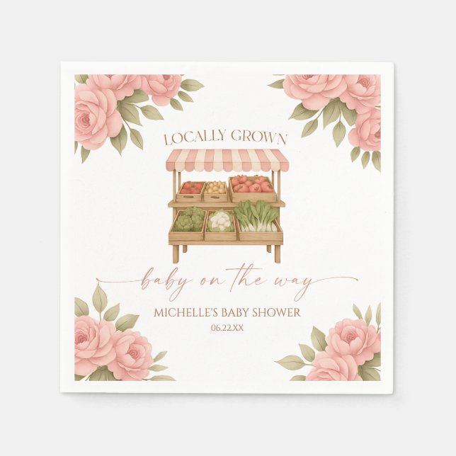 Servilleta De Papel Locally Grown Baby Farmer's Market Baby Shower (Anverso)