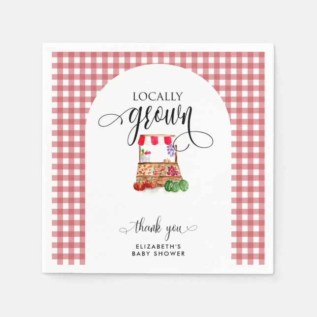 Servilleta De Papel Locally Grown Baby Shower Carrots Gingham (Anverso)