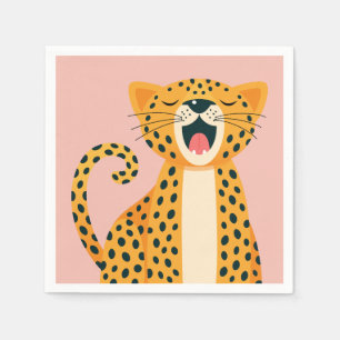 Servilleta De Papel Loco animal de safari bostezando dibujo de guepard