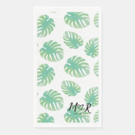 Servilleta De Papel Logo Boda Hoja Tropical de Palma Verde