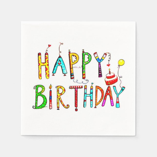 Servilleta De Papel logo de cumpleaños acrílico alegre (Anverso)
