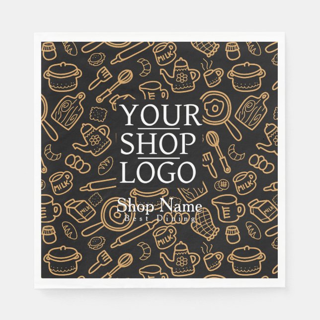 Servilleta De Papel Logo de Kitchenware Black Brown (Anverso)