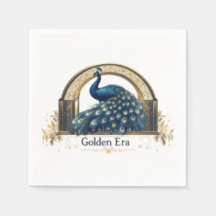 Servilleta De Papel Logo de la era dorada con elegante diseño de pavo