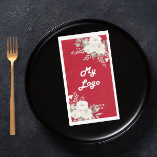 Servilleta De Papel Logo de negocios de florines blancos rojos