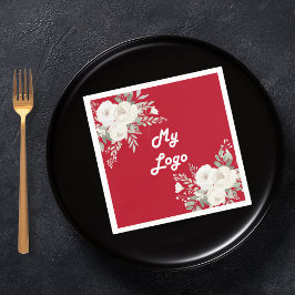 Servilleta De Papel Logo de negocios de florines blancos rojos