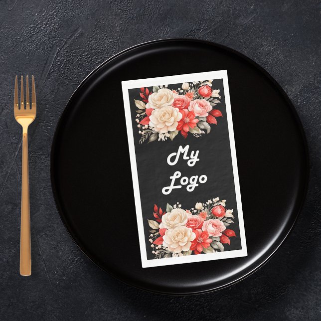 Servilleta De Papel Logo de negocios de florines de marfil rojo negro (Subido por el creador)