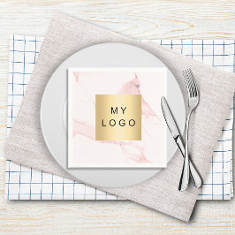 Servilleta De Papel Logo de negocios de mármol rosa Rubor