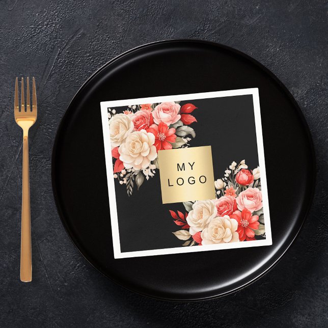 Servilleta De Papel Logo de negocios florines de marfil rojo negro (Subido por el creador)