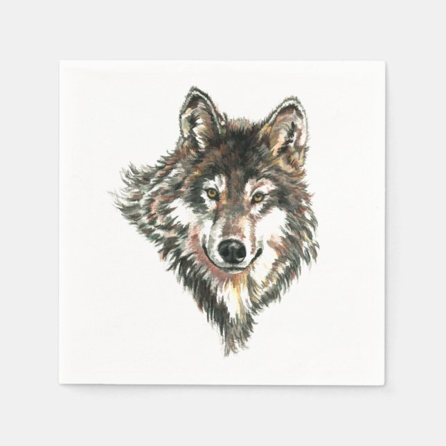 Servilleta De Papel Logo de Wolf Head Arte acuático (Anverso)