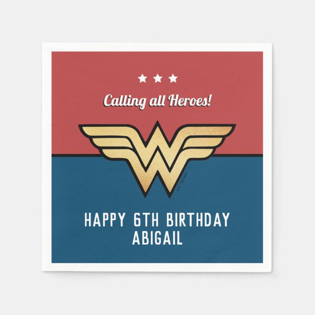 Servilleta De Papel Logo de Wonder Woman | Cumpleaños feliz (Anverso)