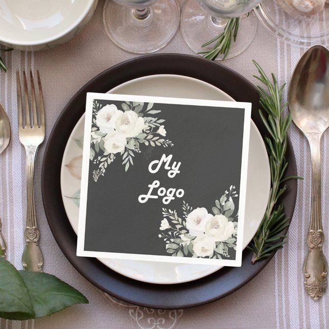 Servilleta De Papel Logo del negocio de florines blancos grises (Subido por el creador)