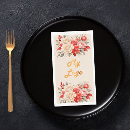 Servilleta De Papel Logo del negocio flores de marfil rojas crema beig